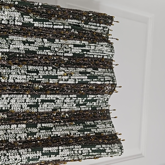 Mac DuggalHigh Neck Short Sleeve Crystal Fringe Column Dress - Picture 7 of 13